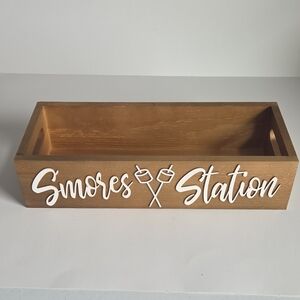 Wooden S'mores Station Box With Handles Outdoor Kitchen Camping Bonfire